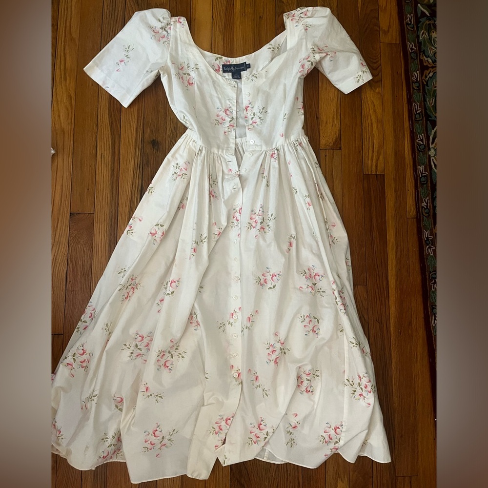 Vintage 80s Ralph Lauren Floral button down dress